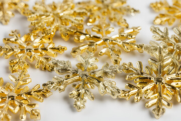 Golden Snowflake Ornaments Sparkling Winter Festive Decor