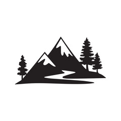 vector illustration of a mountain and trees landscape