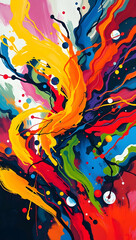 Fototapeta premium Expressive painting of swirling motions, blending colors to evoke wild energy and the beauty of chaos. 