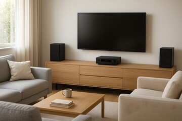 budget simple wooden living room white with tv