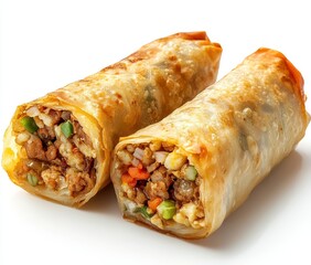 Golden, Crispy Spring Rolls Stuffed with Savory Vegetables and Tender Meat, Perfect for Appetizers or Snacks, Delicious Asian Cuisine Delight