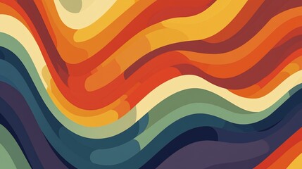 Retro Color Waves - Abstract Pattern with Smooth, Sinuous Flowing Lines