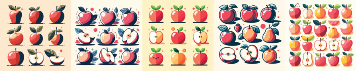 Collection of modern apple vector designs.