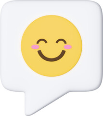 3D 홍조 띤 미소 얼굴 말풍선