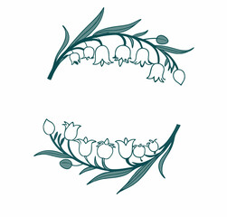 Circle leaves, lily, valley plant and flower