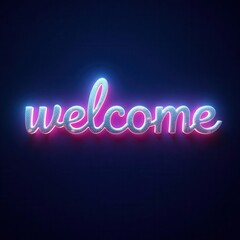 Obraz premium A vibrant, futuristic advertisement featuring bold, cursive neon typography with the word 