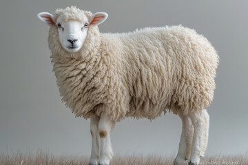 Obraz premium fluffy sheep standing on a white background