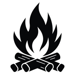 Campfire Icon with Flames and Logs