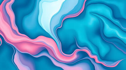 Fototapeta premium Blue & Pink Watercolor Wavy Background – Abstract Fluid Art, Soft Gradient Design