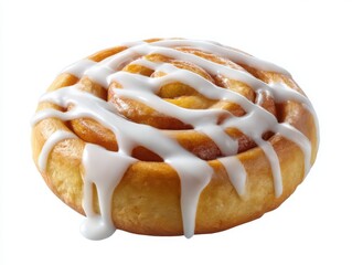 Iced cinnamon roll pastry dessert isoleted on white background