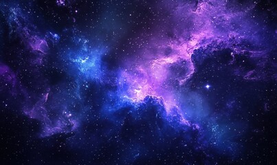 Fototapeta premium Vast Cosmic Nebula with Vibrant Purple and Blue Tones Illuminating the Universe in a Star-Studded Night Sky