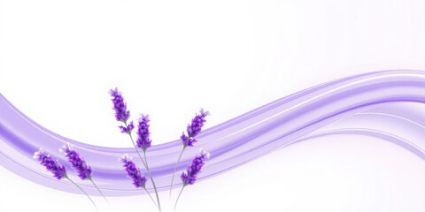 Lavender Flowers on Purple Wave Background Spa Serenity Nature