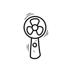 Hand Drawn Electric Hand Fan Illustration. Doodle Vector. Isolated on White Background - EPS 10 Vector