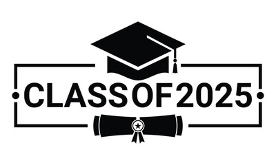 Senior class of 2025 year, graduation vector template