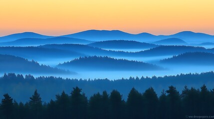 Fototapeta premium Misty mountain sunrise view