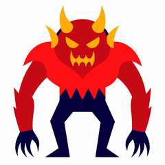 Ugly Devil with Big Claws Vibrant and Strange Creature Illustration for Dark Fantasy Projects