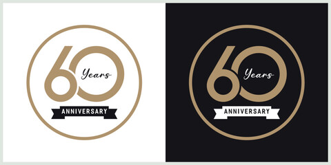 anniversary 60th logotype vector with brown and white color for special celebration day