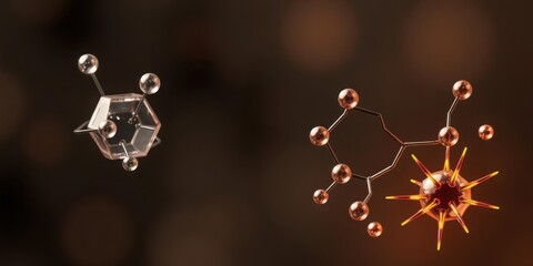 Fototapeta premium Molecular Structure Science Atom 3D Rendering Chemistry Research Medical Technology Abstract