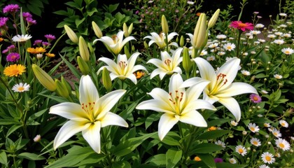 Fototapeta premium Vibrant flower blooming in nature garden scenic outdoor display colorful floral arrangement serenity and beauty