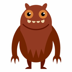 Funny Looking Monster Illustration – Alien, Animal, Bizarre, Brown, Demon Character in Vector Style
