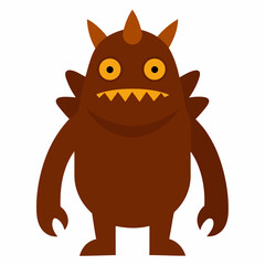 Funny Looking Monster Illustration – Alien, Animal, Bizarre, Brown, Demon Character in Vector Style