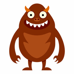 Funny Looking Monster Illustration – Alien, Animal, Bizarre, Brown, Demon Character in Vector Style