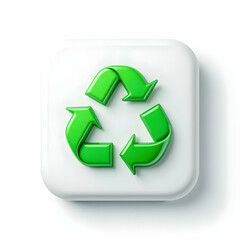 Obraz premium Recycling Symbol on White Background Green Arrows Loop