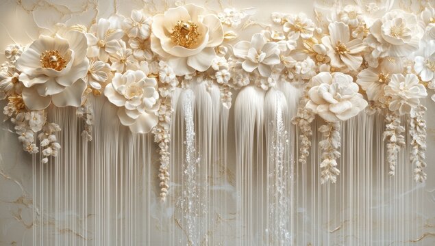 Elegant floral wall decor with flowing elements