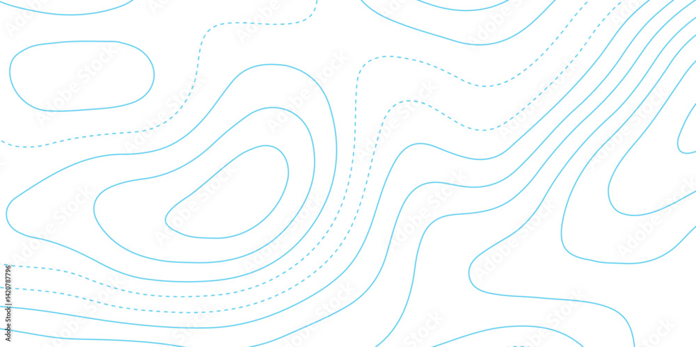 Poster abstract topographic map contour, white background and blue wave lines pattern texture. geographic c