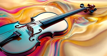 Vibrant abstract background featuring a beautifully crafted violin