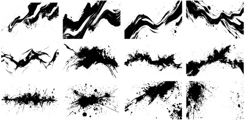 Dynamic Ink Brush Strokes and Splatters for Creative Backgrounds and Designs