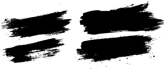 Grunge Black Brush Stroke Set, Abstract Paint Textures for Graphic Design and Backgrounds
