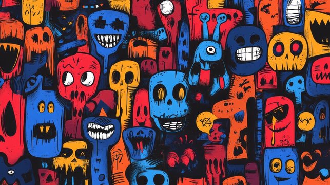 Colorful array of monstrous creatures fills the entire frame