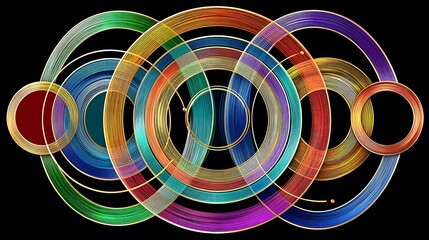 Obraz premium Radiant Cosmic Jewel with Colorful Rings in Deep Black Space Background