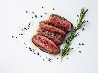 raw beef steak on white background 