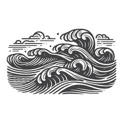 Fototapeta premium Simple Waves at High Tide Vector Icon Design – Vintage Retro Logo & Illustration