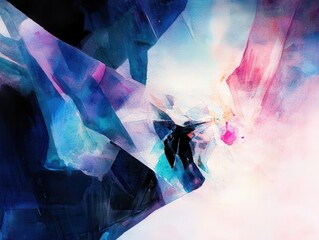 Fototapeta premium Azure Ascent A cascade of crystal forms meet rosetinged luminescence
