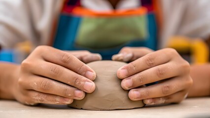Project-Based Learning concept Hands shaping clay in a pottery workshop, showcasing creativity and craftsmanship.