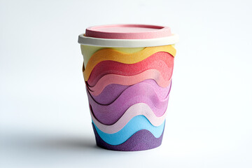 Colorful Wavy Coffee Cup Delightful Pastel Tones
