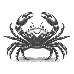 Vintage Hand-Drawn Mangrove Crab Front View Illustration &ndash; Tropical Creature Engraved Style Vector for T-Shirts, Posters, Stickers, and Nature Apparel