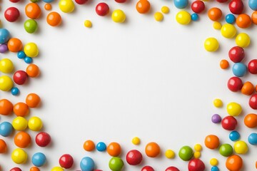 Colorful candy border on white background