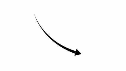 Down curve arrow illustration, Falling prices concept arrow  illustration.