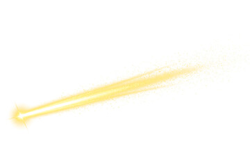 Glowing Yellow Light Trail with Sparkling Particles on Transparent Background