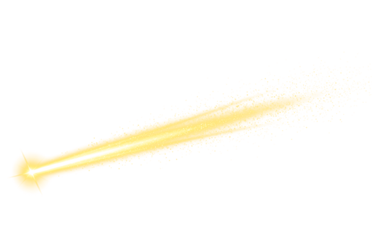 Glowing Yellow Light Trail with Sparkling Particles on Transparent Background - Powered by Adobe
