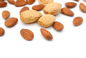 Almonds isolated on white background