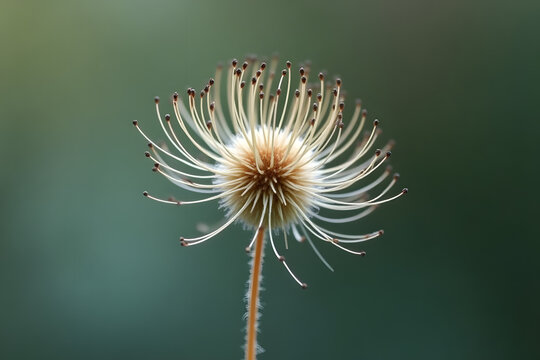 A floating milkweed seed with delicate filament strands, caught mid-drift in 4K