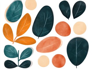 Obraz premium Botanical arrangement Leaves circles playful shadows