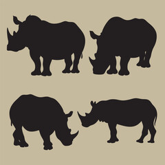 Rhinoceros Silhouettes Vector Illustration.