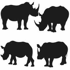 Rhinoceros Silhouettes Vector Illustration.