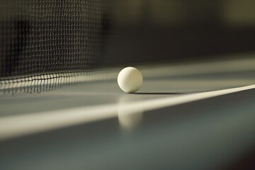 From the side, a ping pong ball flies in slow motion as the racket is at the ready, the tension can be felt before a quick hit shakes the court